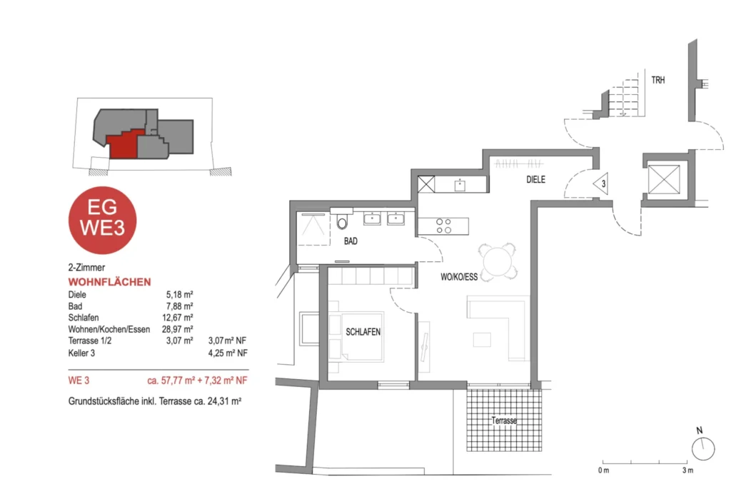 Eigentumswohnungen in München-Moosach - Grundriss Wohnung 3