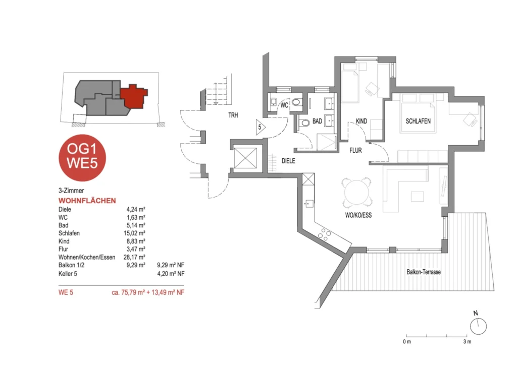 Eigentumswohnungen in München-Moosach - Grundriss Wohnung 5